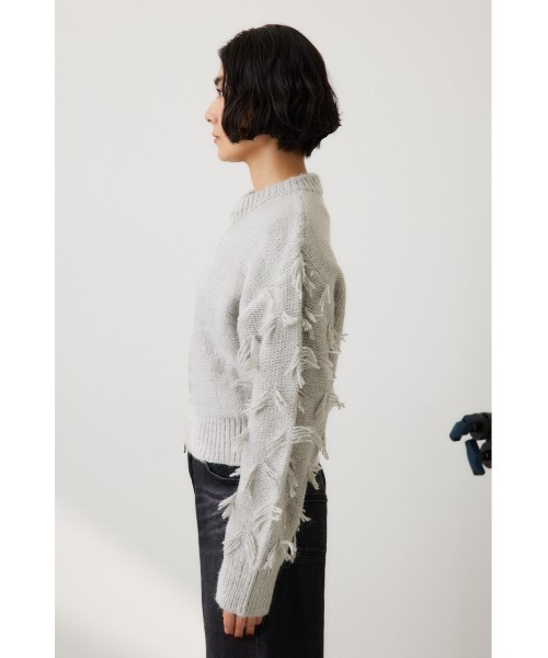 crie conforto(クリーコンフォルト)の「ポンポンジップニットカーディガン 長袖 / 羽織り / 冬服(カーディガン/ボレロ・レディース・オフホワイト/ライトグレー/ブラック/ライトブルー・FREE)」の14枚目の写真
