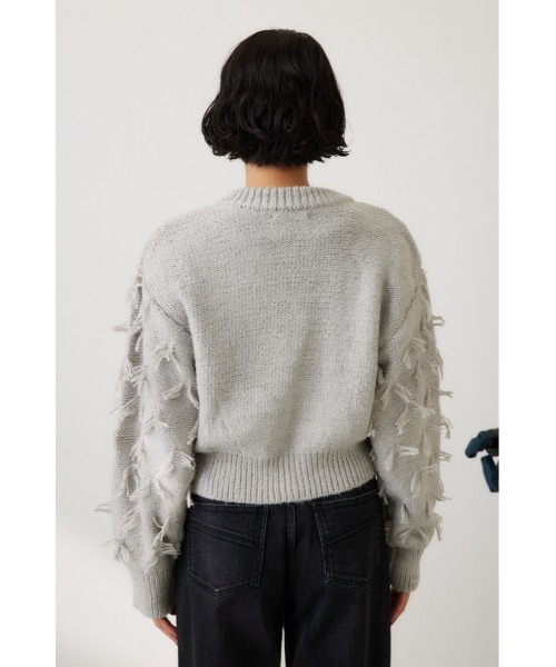 crie conforto(クリーコンフォルト)の「ポンポンジップニットカーディガン 長袖 / 羽織り / 冬服(カーディガン/ボレロ・レディース・オフホワイト/ライトグレー/ブラック/ライトブルー・FREE)」の13枚目の写真