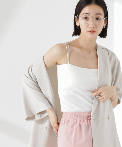 NANO universe（ナノユニバース）の「【追加生産】抗菌防臭リブカップ付きダブルストラップキャミソール（キャミソール・レディース・ホワイト/ブラック/グレイッシュベージュ/ブラウン・FREE）」の20枚目の写真