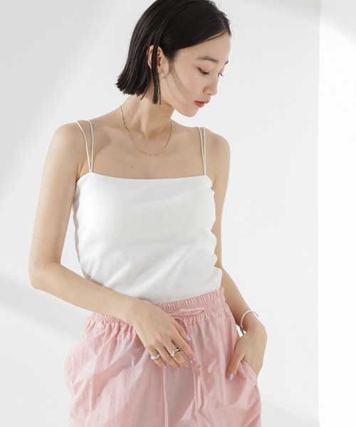 NANO universe（ナノユニバース）の「【追加生産】抗菌防臭リブカップ付きダブルストラップキャミソール（キャミソール・レディース・ホワイト/ブラック/グレイッシュベージュ/ブラウン・FREE）」の21枚目の写真