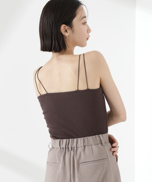 NANO universe（ナノユニバース）の「【追加生産】抗菌防臭リブカップ付きダブルストラップキャミソール（キャミソール・レディース・ホワイト/ブラック/グレイッシュベージュ/ブラウン・FREE）」の13枚目の写真