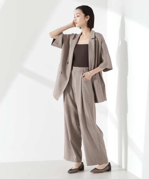 NANO universe（ナノユニバース）の「【追加生産】抗菌防臭リブカップ付きダブルストラップキャミソール（キャミソール・レディース・ホワイト/ブラック/グレイッシュベージュ/ブラウン・FREE）」の18枚目の写真