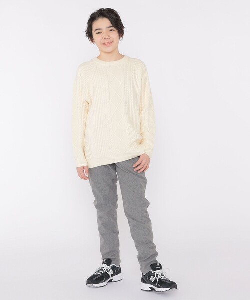 SHIPS（シップス）の「SHIPS KIDS:140～160cm /〈洗濯機可能〉ケーブル ニット（ニット/セーター・キッズ・オフホワイト/オリーブ・140/150/160）」の6枚目の写真