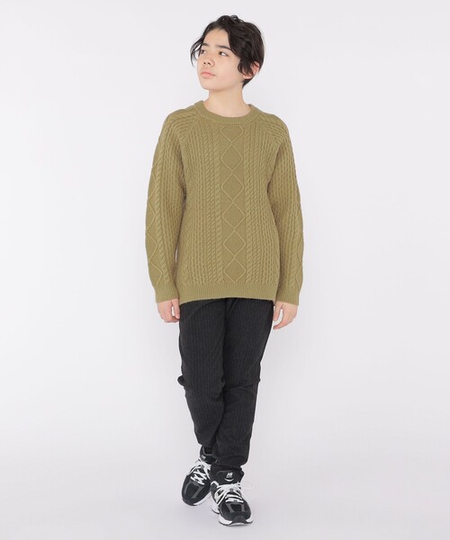 SHIPS（シップス）の「SHIPS KIDS:140～160cm /〈洗濯機可能〉ケーブル ニット（ニット/セーター・キッズ・オフホワイト/オリーブ・140/150/160）」の13枚目の写真