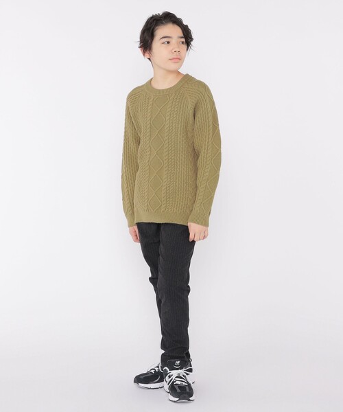 SHIPS（シップス）の「SHIPS KIDS:140～160cm /〈洗濯機可能〉ケーブル ニット（ニット/セーター・キッズ・オフホワイト/オリーブ・140/150/160）」の14枚目の写真