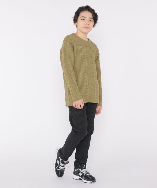 SHIPS（シップス）の「SHIPS KIDS:140～160cm /〈洗濯機可能〉ケーブル ニット（ニット/セーター・キッズ・オフホワイト/オリーブ・140/150/160）」の15枚目の写真
