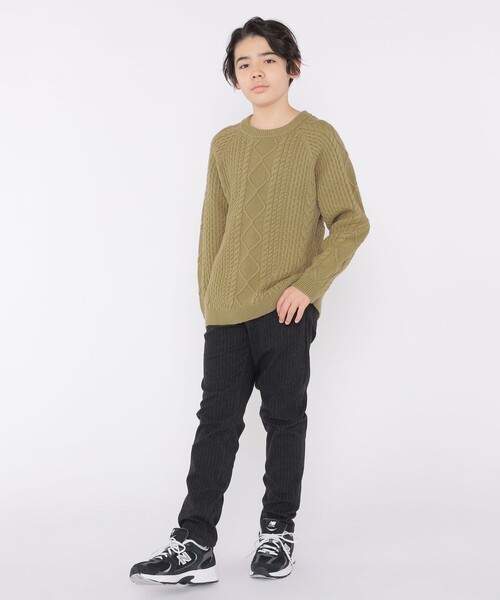 SHIPS（シップス）の「SHIPS KIDS:140～160cm /〈洗濯機可能〉ケーブル ニット（ニット/セーター・キッズ・オフホワイト/オリーブ・140/150/160）」の16枚目の写真