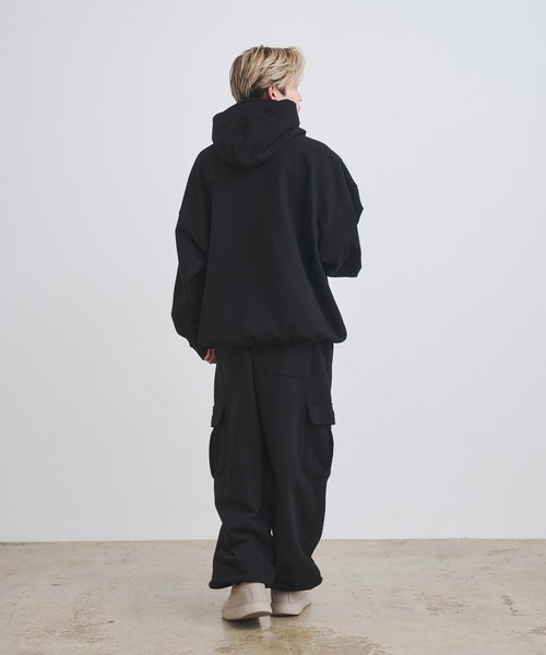 しの パーカー フーディ S チャコールグレー INTER FACTORY Separate Pocket Halfzip Hoodie / セパレートポケットシップ