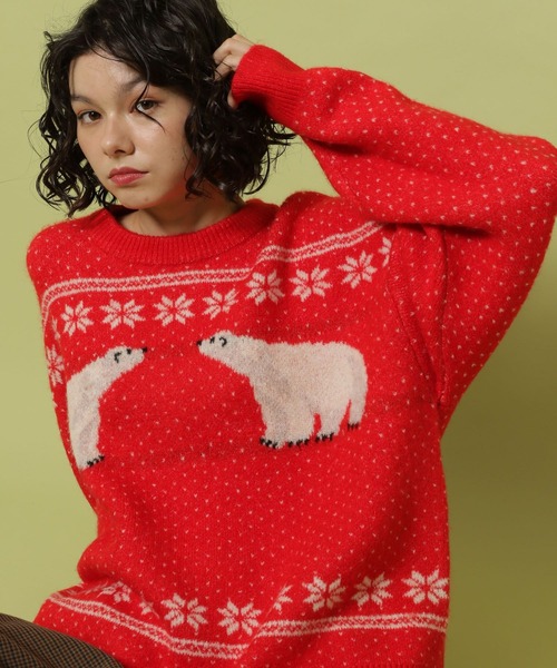 niko and...(ニコアンド)の「【あさひやま動物園応援商品】ニットプルオーバー(ニット/セーター・レディース・レッド/ブルー/グレー・FREE)」の3枚目の写真