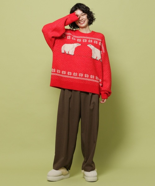 niko and...(ニコアンド)の「【あさひやま動物園応援商品】ニットプルオーバー(ニット/セーター・レディース・レッド/ブルー/グレー・FREE)」の10枚目の写真