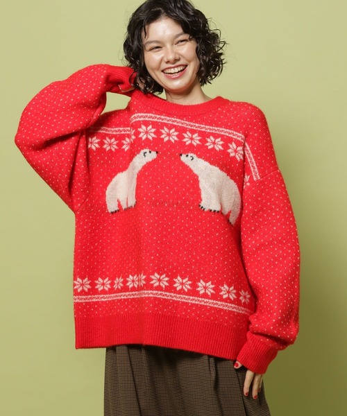 niko and...(ニコアンド)の「【あさひやま動物園応援商品】ニットプルオーバー(ニット/セーター・レディース・レッド/ブルー/グレー・FREE)」の12枚目の写真