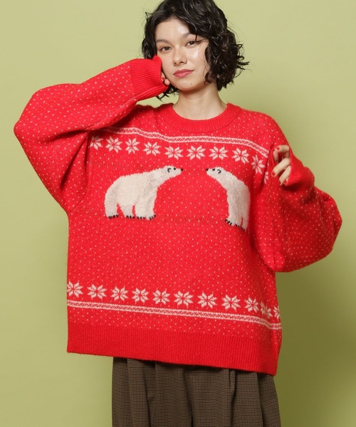 niko and...(ニコアンド)の「【あさひやま動物園応援商品】ニットプルオーバー(ニット/セーター・レディース・レッド/ブルー/グレー・FREE)」の13枚目の写真