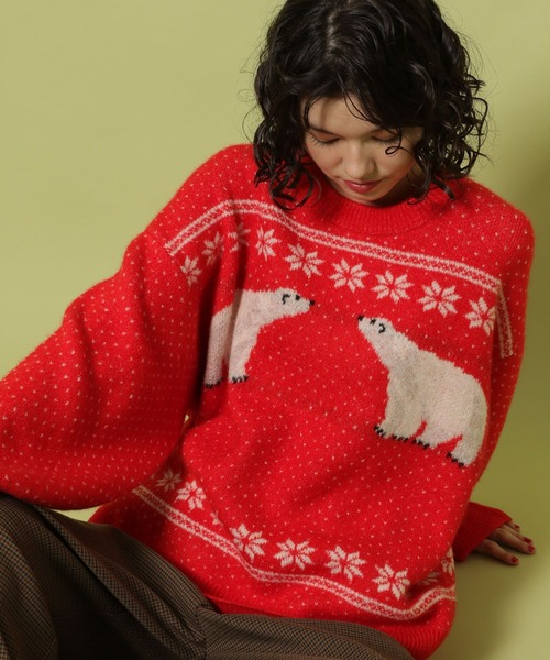 niko and...(ニコアンド)の「【あさひやま動物園応援商品】ニットプルオーバー(ニット/セーター・レディース・レッド/ブルー/グレー・FREE)」の14枚目の写真