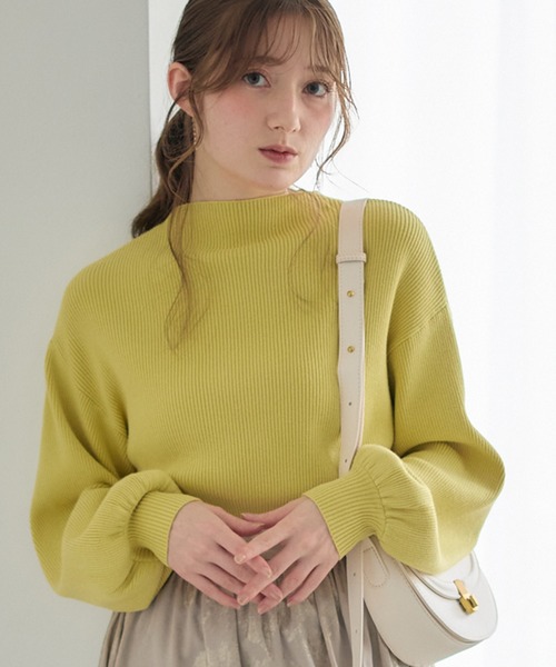 12Twelve Agenda(トゥエルブ アジェンダ)の「ボトルネックリブニットプルオーバー(ニット/セーター・レディース・イエロー/オフホワイト/チャコールグレー/グレイッシュベージュ/ミント/ラベンダー・M)」の6枚目の写真