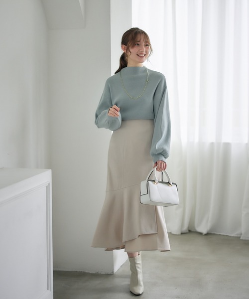 トゥエルブアジェンダ 12Twelve Agenda ボトルネックリブニットプルオーバー （グレージュ） SALE】ボトルネックリブニットプルオーバー - 12Twelve Agenda