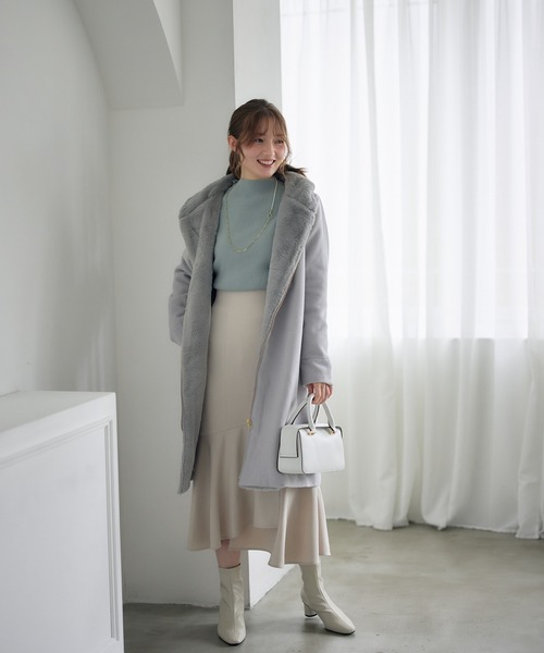 12Twelve Agenda(トゥエルブ アジェンダ)の「ボトルネックリブニットプルオーバー(ニット/セーター・レディース・イエロー/オフホワイト/チャコールグレー/グレイッシュベージュ/ミント/ラベンダー・M)」の21枚目の写真
