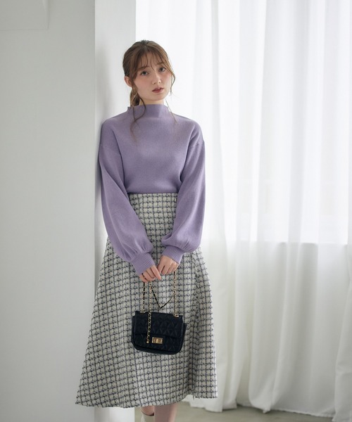 トゥエルブアジェンダ 12Twelve Agenda ボトルネックリブニットプルオーバー （グレージュ） トゥエルブアジェンダ 12Twelve Agenda ボトルネックリブニット