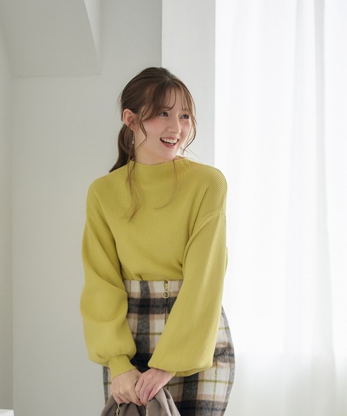 トゥエルブアジェンダ 12Twelve Agenda ボトルネックリブニットプルオーバー （グレージュ） SALE】ボトルネックリブニットプルオーバー - 12Twelve Agenda