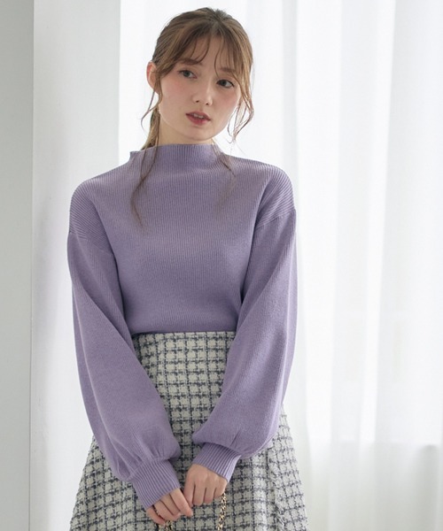 トゥエルブアジェンダ 12Twelve Agenda ボトルネックリブニットプルオーバー （グレージュ） トゥエルブアジェンダ 12Twelve Agenda ボトルネックリブニット
