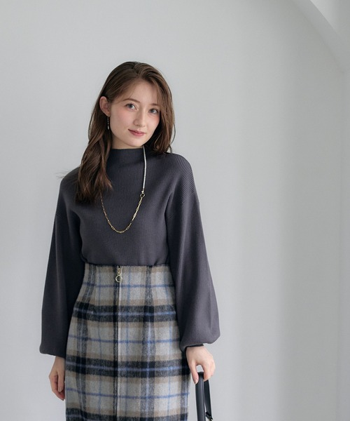 トゥエルブアジェンダ 12Twelve Agenda ボトルネックリブニットプルオーバー （グレージュ） SALE】ボトルネックリブニットプルオーバー - 12Twelve Agenda