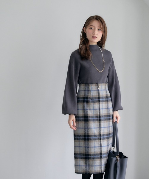 12Twelve Agenda(トゥエルブ アジェンダ)の「ボトルネックリブニットプルオーバー(ニット/セーター・レディース・イエロー/オフホワイト/チャコールグレー/グレイッシュベージュ/ミント/ラベンダー・M)」の8枚目の写真