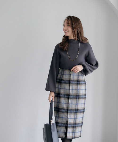 12Twelve Agenda(トゥエルブ アジェンダ)の「ボトルネックリブニットプルオーバー(ニット/セーター・レディース・イエロー/オフホワイト/チャコールグレー/グレイッシュベージュ/ミント/ラベンダー・M)」の9枚目の写真
