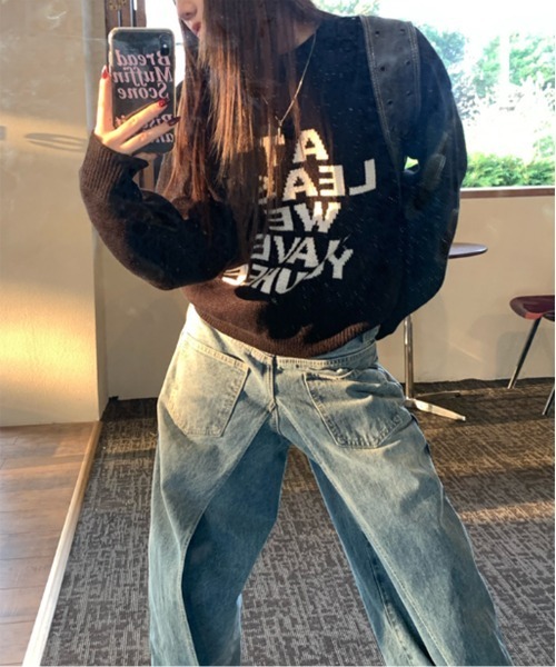 by muni:r(バイ ムニール)の「ヒップルーズニット(ニット/セーター・レディース・アイボリー/ブラック・FREE)」の17枚目の写真