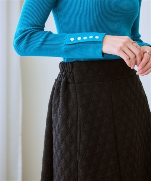 nissen（ニッセン）の「カットソーキルトロングスカート（スカート・レディース・ブラック/チャコールグレー・S/LL/L/M）」の5枚目の写真