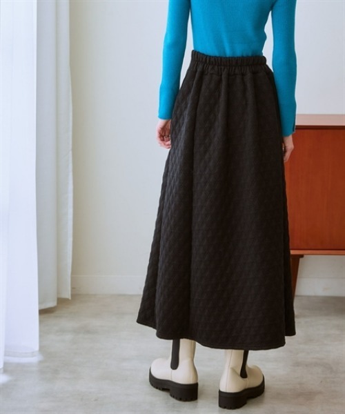 nissen（ニッセン）の「カットソーキルトロングスカート（スカート・レディース・ブラック/チャコールグレー・S/LL/L/M）」の6枚目の写真