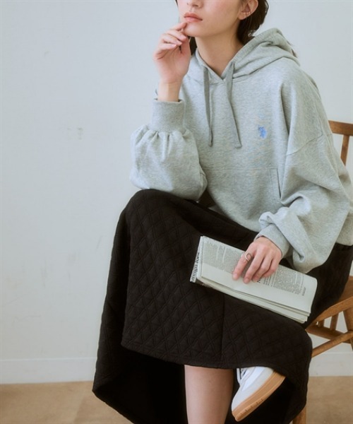 nissen（ニッセン）の「カットソーキルトロングスカート（スカート・レディース・ブラック/チャコールグレー・S/LL/L/M）」の9枚目の写真