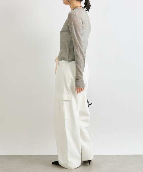 RIVE DROITE（リヴドロワ）の「【コーディネートの外しに】ドロストカーゴパンツ（カーゴパンツ・レディース・カーキ/オフホワイト・38/36）」の7枚目の写真