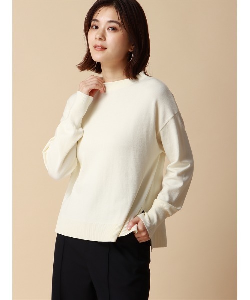 SUIT SQUARE（スーツスクエア）の「ボトルネックニット 長袖 ハンドウォッシュ ハイストレッチビスコース天竺 destyle（ニット/セーター・レディース・オフホワイト/テラコッタ/ブラック・38(9号)）」の2枚目の写真