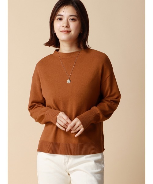 SUIT SQUARE（スーツスクエア）の「ボトルネックニット 長袖 ハンドウォッシュ ハイストレッチビスコース天竺 destyle（ニット/セーター・レディース・オフホワイト/テラコッタ/ブラック・38(9号)）」の3枚目の写真