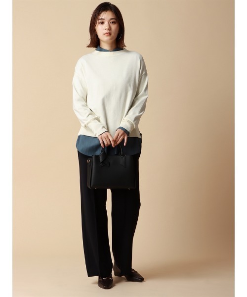 SUIT SQUARE（スーツスクエア）の「ボトルネックニット 長袖 ハンドウォッシュ ハイストレッチビスコース天竺 destyle（ニット/セーター・レディース・オフホワイト/テラコッタ/ブラック・38(9号)）」の4枚目の写真