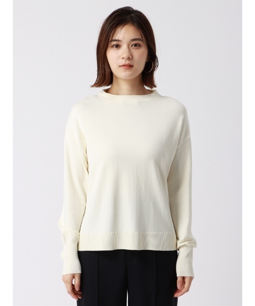 SUIT SQUARE（スーツスクエア）の「ボトルネックニット 長袖 ハンドウォッシュ ハイストレッチビスコース天竺 destyle（ニット/セーター・レディース・オフホワイト/テラコッタ/ブラック・38(9号)）」の5枚目の写真