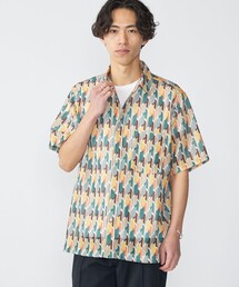 SHIPS: メッシュ プリント レギュラーカラー ショートスリーブ シャツ