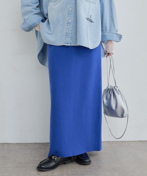 PUAL CE CIN（ピュアルセシン）の「【Du noir】ミラノリブニットナロースカート（スカート・レディース・グレー/ブラック/ブルー/レッド・FREE）」の21枚目の写真