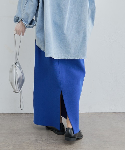 PUAL CE CIN（ピュアルセシン）の「【Du noir】ミラノリブニットナロースカート（スカート・レディース・グレー/ブラック/ブルー/レッド・FREE）」の22枚目の写真