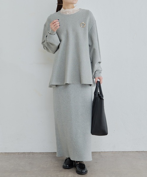 PUAL CE CIN（ピュアルセシン）の「【Du noir】ミラノリブニットナロースカート（スカート・レディース・グレー/ブラック/ブルー/レッド・FREE）」の11枚目の写真