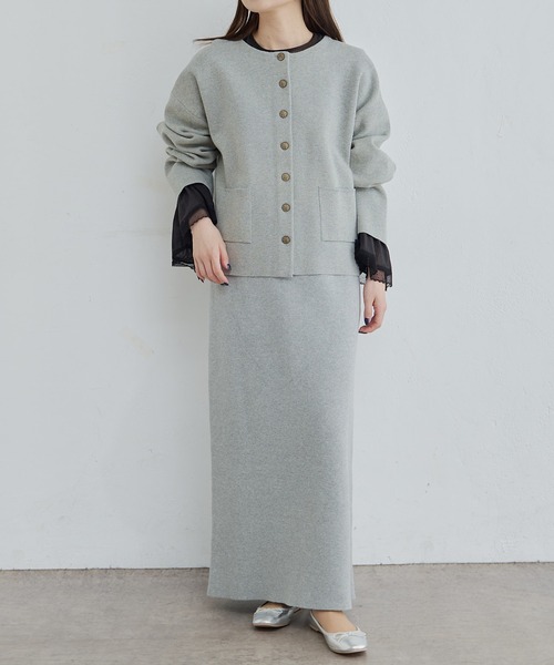 PUAL CE CIN（ピュアルセシン）の「【Du noir】ミラノリブニットナロースカート（スカート・レディース・グレー/ブラック/ブルー/レッド・FREE）」の12枚目の写真