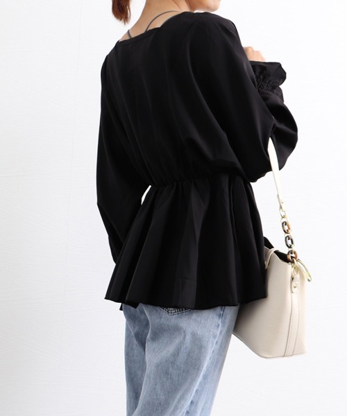 Miniministore(ミニミニストア)の「ボリューム袖 シャツブラウス Vネック(シャツ/ブラウス・レディース・ブラック/ダークグレー/ホワイト・L/XL/M)」の11枚目の写真
