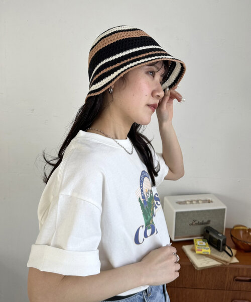 DISCOAT（ディスコート）の「ボーダーサーモハット（ハット・レディース・ベージュ/ブラック・FREE）」の7枚目の写真