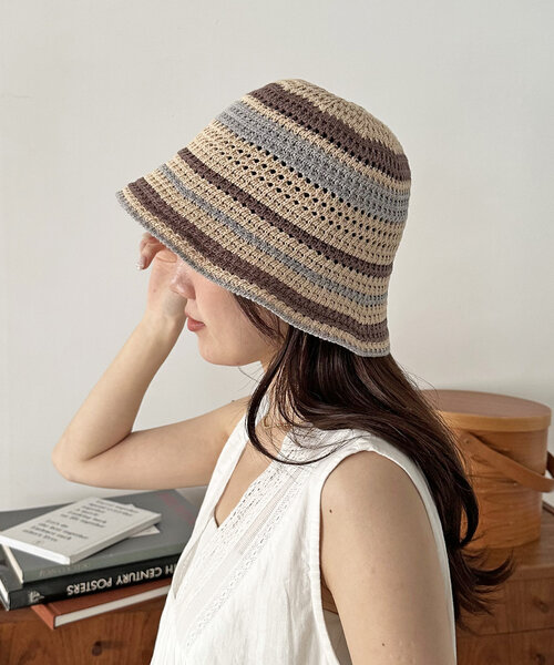 DISCOAT（ディスコート）の「ボーダーサーモハット（ハット・レディース・ベージュ/ブラック・FREE）」の12枚目の写真