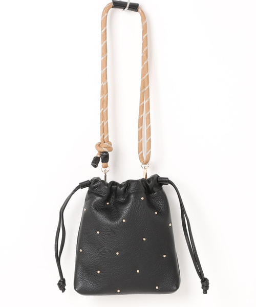 perche(ペルケ)の「ペルケ perche / 牛革スタッズ・パラコード2wayドロストショルダー(ショルダーバッグ・レディース・イエロー/シルバー/ブラック・FREE)」の10枚目の写真