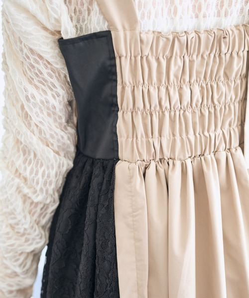 SMILE LAND（スマイルランド）の「＜大きいサイズ＞サイドレースジャンパースカート【OtonaSMILE】（ジャンパースカート・レディース・ベージュ/ブラック・5L/4L/LL/3L/L）」の10枚目の写真