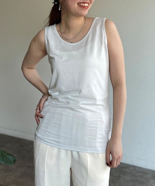 Chez toi(シェトワ)の「前後2WAYラメタンク(キャミソール・レディース・ブラック/オフホワイト/ライトグレー/グリーン・FREE)」の6枚目の写真