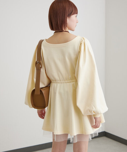 mline（エムライン）の「[mline]ペプラムミニワンピース（ワンピース・レディース・グレー/アイボリー/グリーン系その他・FREE）」の5枚目の写真