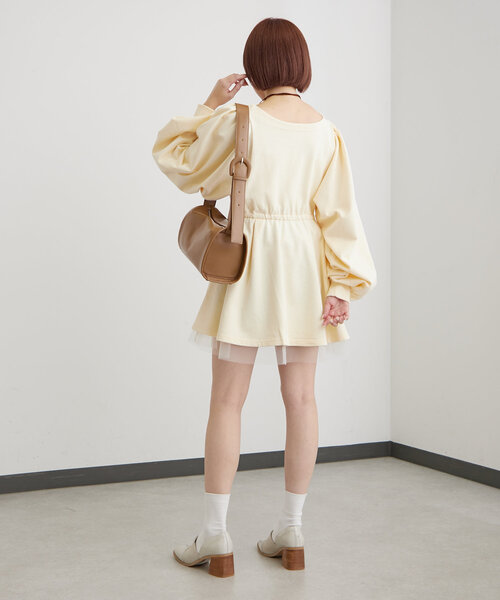 mline（エムライン）の「[mline]ペプラムミニワンピース（ワンピース・レディース・グレー/アイボリー/グリーン系その他・FREE）」の9枚目の写真