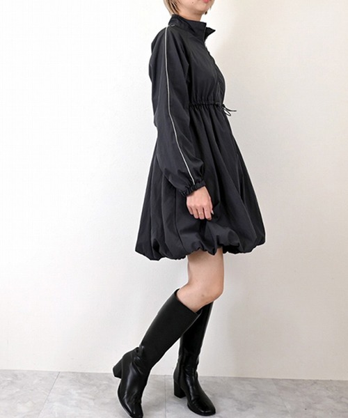 STYLEBLOCK（スタイルブロック）の「TNタフタトラックバルーンミニワンピース（ワンピース・レディース・ベージュ/ホワイト系その他/カーキ/チャコールグレー・M）」の8枚目の写真