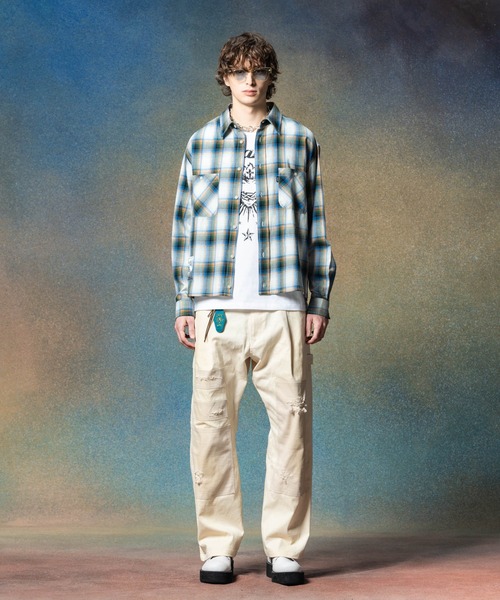 glamb(グラム)の「Short Check Shirt / ショートチェックシャツ(シャツ/ブラウス・メンズ・ブルー/レッド/オレンジ・S/M/L)」の19枚目の写真